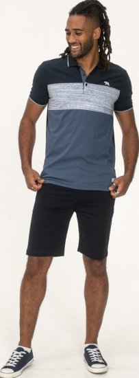 D555 Leeds Cut And Sew Polo With Jacquard Collar And Cuffs Navy - Поло тениски - мъжки тениски с яка големи размери