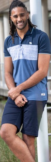 D555 Leeds Cut And Sew Polo With Jacquard Collar And Cuffs Navy - Поло тениски - мъжки тениски с яка големи размери