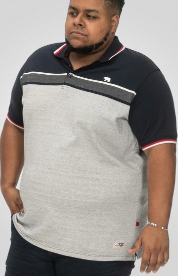 D555 Tipton Stripe Jacquard Short Sleeve Polo Navy - Поло тениски - мъжки тениски с яка големи размери
