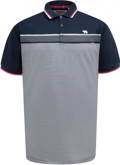 D555 Tipton Stripe Jacquard Short Sleeve Polo Navy - Поло тениски - мъжки тениски с яка големи размери