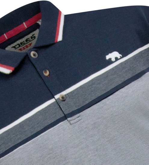 D555 Tipton Stripe Jacquard Short Sleeve Polo Navy - Поло тениски - мъжки тениски с яка големи размери
