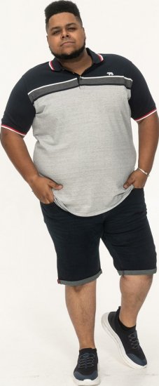 D555 Tipton Stripe Jacquard Short Sleeve Polo Navy - Поло тениски - мъжки тениски с яка големи размери