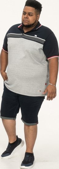 D555 Tipton Stripe Jacquard Short Sleeve Polo Navy - Поло тениски - мъжки тениски с яка големи размери