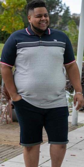 D555 Tipton Stripe Jacquard Short Sleeve Polo Navy - Поло тениски - мъжки тениски с яка големи размери