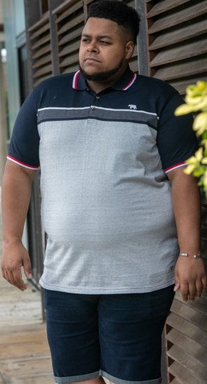 D555 Tipton Stripe Jacquard Short Sleeve Polo Navy - Поло тениски - мъжки тениски с яка големи размери
