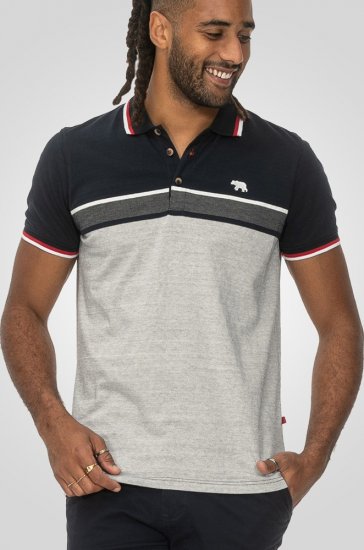 D555 Tipton Stripe Jacquard Short Sleeve Polo Navy - Поло тениски - мъжки тениски с яка големи размери