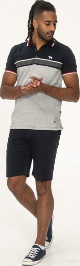 D555 Tipton Stripe Jacquard Short Sleeve Polo Navy - Поло тениски - мъжки тениски с яка големи размери