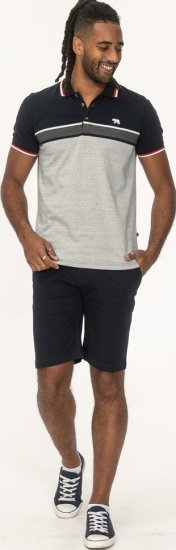 D555 Tipton Stripe Jacquard Short Sleeve Polo Navy - Поло тениски - мъжки тениски с яка големи размери