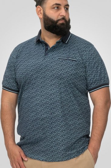 D555 Woolwich AOP Polo Shirt With Ribbed Collar Blue - Поло тениски - мъжки тениски с яка големи размери
