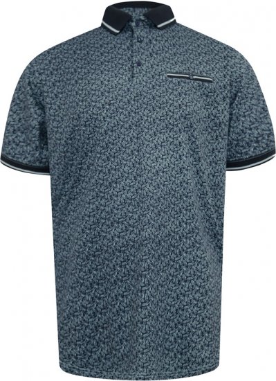 D555 Woolwich AOP Polo Shirt With Ribbed Collar Blue - Поло тениски - мъжки тениски с яка големи размери