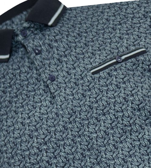 D555 Woolwich AOP Polo Shirt With Ribbed Collar Blue - Поло тениски - мъжки тениски с яка големи размери
