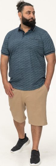 D555 Woolwich AOP Polo Shirt With Ribbed Collar Blue - Поло тениски - мъжки тениски с яка големи размери