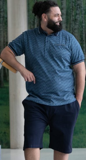 D555 Woolwich AOP Polo Shirt With Ribbed Collar Blue - Поло тениски - мъжки тениски с яка големи размери