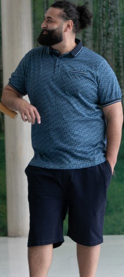 D555 Woolwich AOP Polo Shirt With Ribbed Collar Blue - Поло тениски - мъжки тениски с яка големи размери