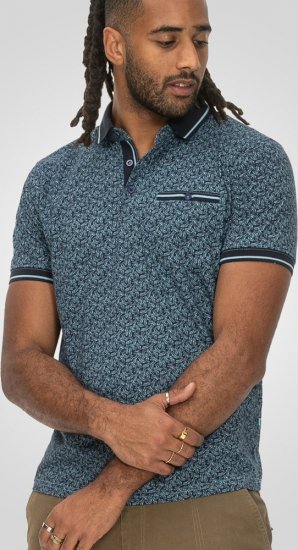 D555 Woolwich AOP Polo Shirt With Ribbed Collar Blue - Поло тениски - мъжки тениски с яка големи размери