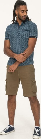 D555 Woolwich AOP Polo Shirt With Ribbed Collar Blue - Поло тениски - мъжки тениски с яка големи размери