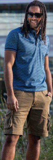 D555 Woolwich AOP Polo Shirt With Ribbed Collar Blue - Поло тениски - мъжки тениски с яка големи размери
