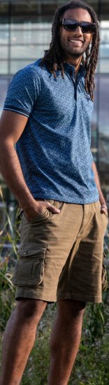 D555 Woolwich AOP Polo Shirt With Ribbed Collar Blue - Поло тениски - мъжки тениски с яка големи размери