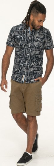 D555 Worthing Surf AOP Short Sleeve Button Down Collar Shirt Navy - Ризи - мъжки ризи големи размери