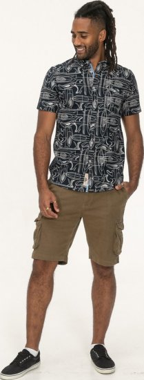 D555 Worthing Surf AOP Short Sleeve Button Down Collar Shirt Navy - Ризи - мъжки ризи големи размери