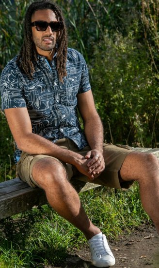 D555 Worthing Surf AOP Short Sleeve Button Down Collar Shirt Navy - Ризи - мъжки ризи големи размери