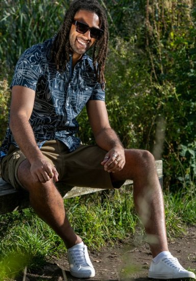 D555 Worthing Surf AOP Short Sleeve Button Down Collar Shirt Navy - Ризи - мъжки ризи големи размери