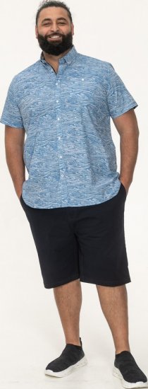 D555 Torquay AOP Short Sleeve Button Down Collar Shirt Blue Wave - Ризи - мъжки ризи големи размери