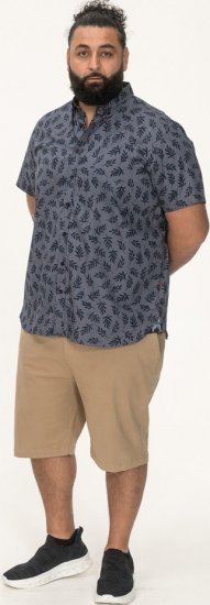 D555 Kettering Hawaiian Leaf AOP Short Sleeve Button Down Collar Shirt Denim - Ризи - мъжки ризи големи размери