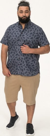 D555 Kettering Hawaiian Leaf AOP Short Sleeve Button Down Collar Shirt Denim - Ризи - мъжки ризи големи размери