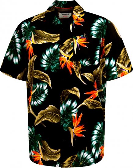 D555 Selby Hawaiian AOP Short Sleeve Revere Collar Shirt Black - Ризи - мъжки ризи големи размери
