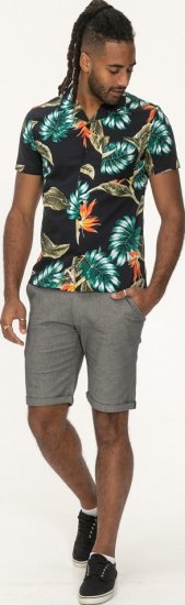 D555 Selby Hawaiian AOP Short Sleeve Revere Collar Shirt Black - Ризи - мъжки ризи големи размери