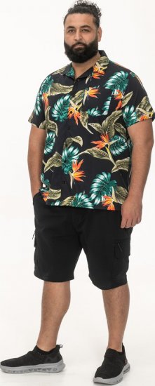 D555 Selby Hawaiian AOP Short Sleeve Revere Collar Shirt Black - Ризи - мъжки ризи големи размери