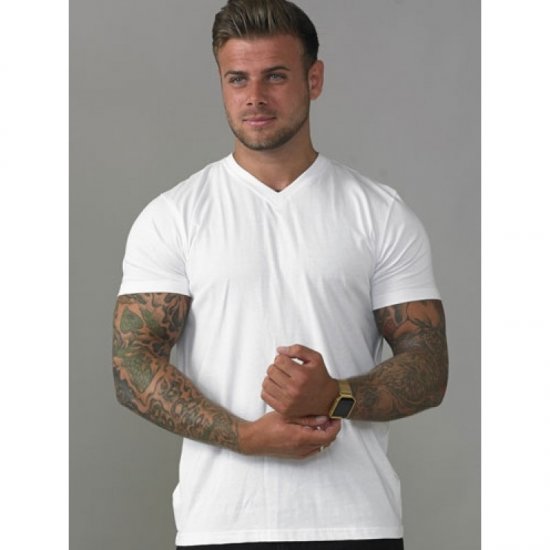 D555 Signature V-neck T-shirt White - Тениски - мъжки тениски големи размери