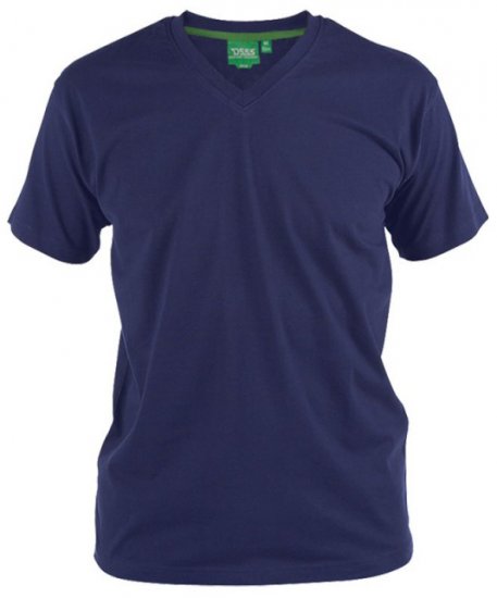 D555 Signature V-neck T-shirt Navy - Тениски - мъжки тениски големи размери