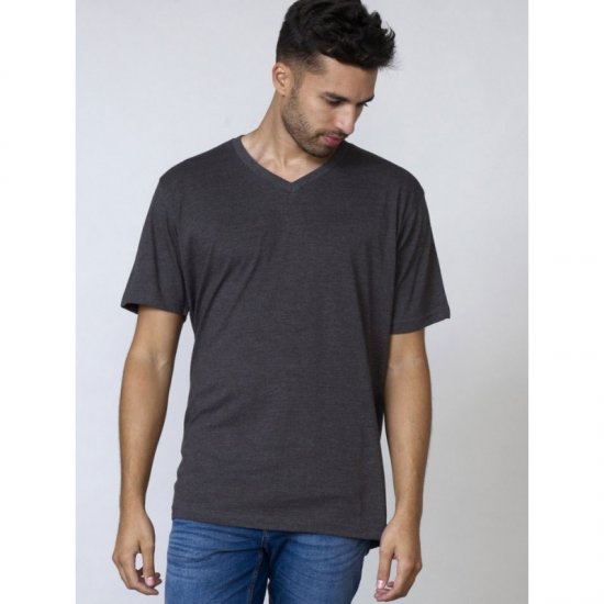 D555 Signature V-neck T-shirt Charcoal - Тениски - мъжки тениски големи размери