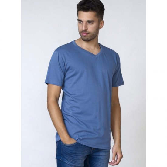 D555 Signature V-neck T-shirt Teal - Тениски - мъжки тениски големи размери