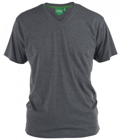 D555 Signature V-neck T-shirt Charcoal - Тениски - мъжки тениски големи размери