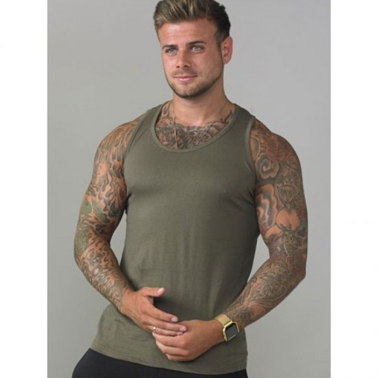 D555 Fabio Tanktop Khaki - Тениски - мъжки тениски големи размери