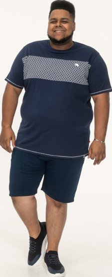 D555 Swansea Cut And Sew Crew Neck T-Shirt Navy - Тениски - мъжки тениски големи размери