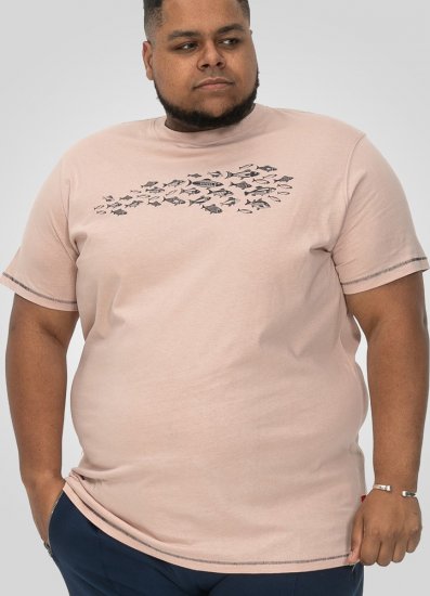 D555 Bournemouth Shoal Of Fish Printed Crew Neck T-Shirt Pink - Тениски - мъжки тениски големи размери