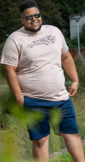 D555 Bournemouth Shoal Of Fish Printed Crew Neck T-Shirt Pink - Тениски - мъжки тениски големи размери