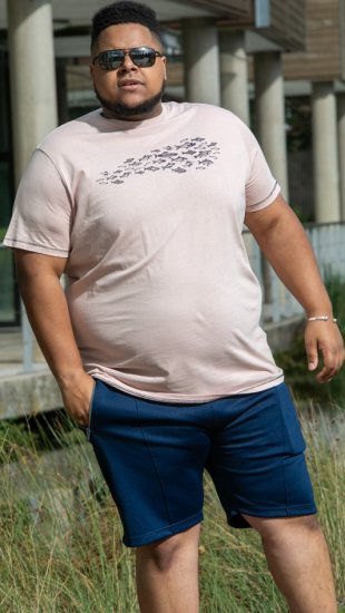 D555 Bournemouth Shoal Of Fish Printed Crew Neck T-Shirt Pink - Тениски - мъжки тениски големи размери