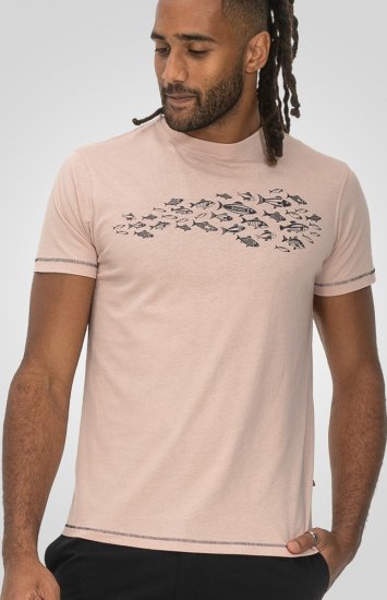 D555 Bournemouth Shoal Of Fish Printed Crew Neck T-Shirt Pink - Тениски - мъжки тениски големи размери