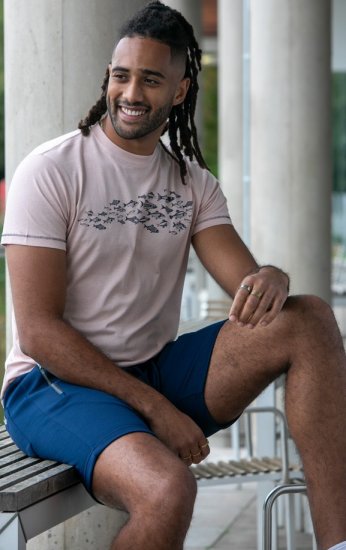 D555 Bournemouth Shoal Of Fish Printed Crew Neck T-Shirt Pink - Тениски - мъжки тениски големи размери