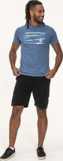 D555 Cardiff Surfer And Waves Printed Crew Neck T-shirt Denim Marl - Тениски - мъжки тениски големи размери