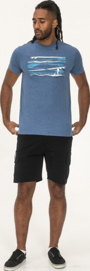 D555 Cardiff Surfer And Waves Printed Crew Neck T-shirt Denim Marl - Тениски - мъжки тениски големи размери