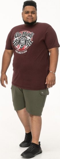 D555 Loughborough Official Gas Monkey Crew Neck T-Shirt Burgundy Black Twist - Тениски - мъжки тениски големи размери