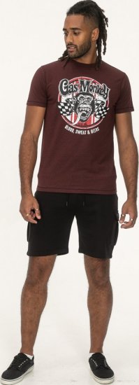 D555 Loughborough Official Gas Monkey Crew Neck T-Shirt Burgundy Black Twist - Тениски - мъжки тениски големи размери