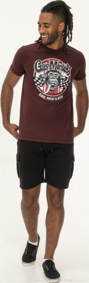D555 Loughborough Official Gas Monkey Crew Neck T-Shirt Burgundy Black Twist - Тениски - мъжки тениски големи размери