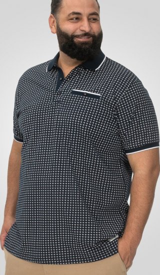D555 Coventry AOP Polo Shirt Jacquard Collar & Ribbed Cuffs Navy - Поло тениски - мъжки тениски с яка големи размери